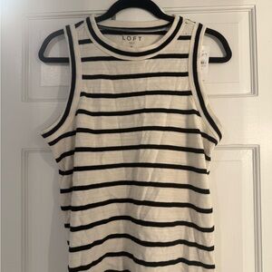 LOFT Black and White Striped Tank Top NWT